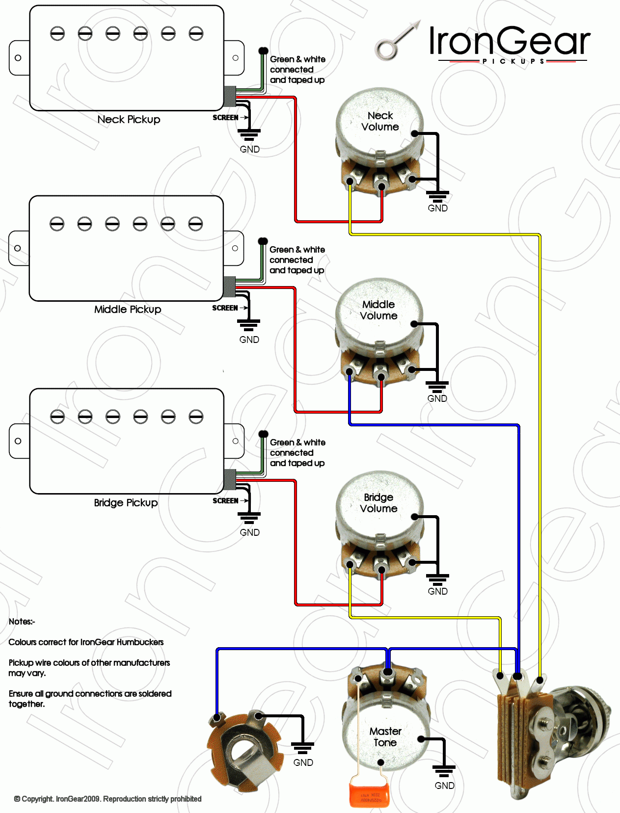 3 Pickup 1 Volume 1 Tone Wiring Diagram Divaness