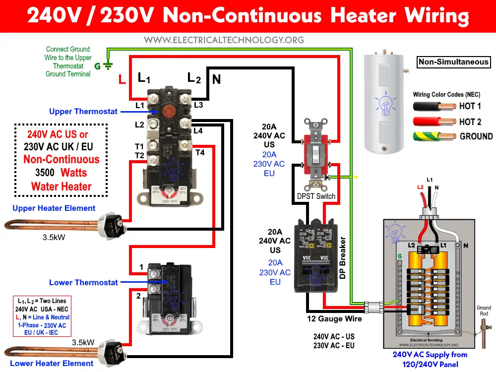 3 Wire 240V Water Heater Wiring Diagram Collection Wiring Collection