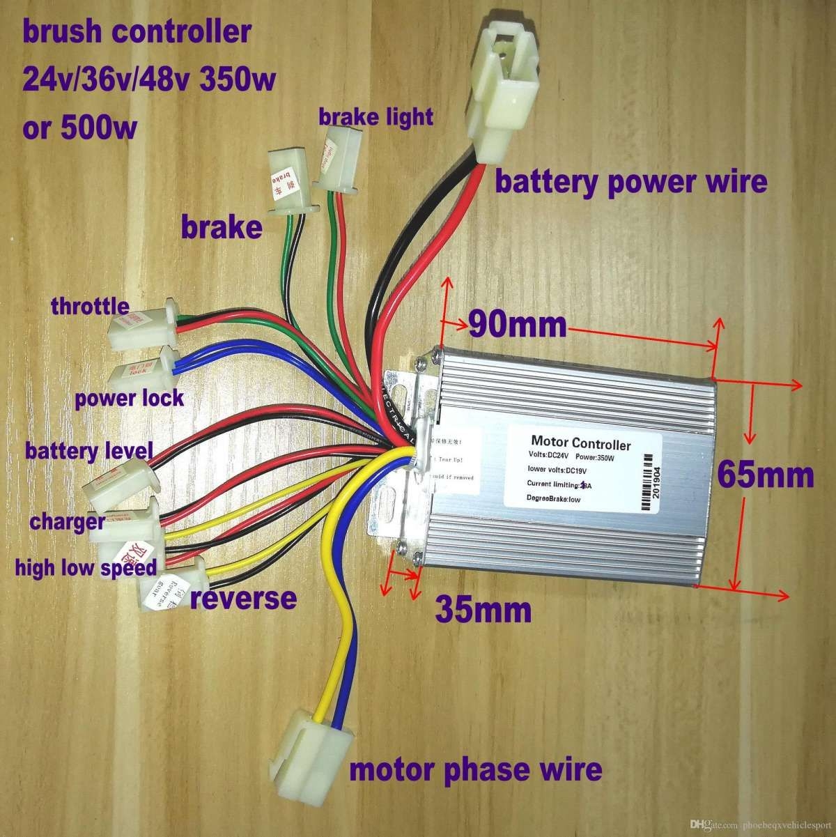 48 Volt 48v E Bike Controller Wiring Diagram 24 Inch Front W