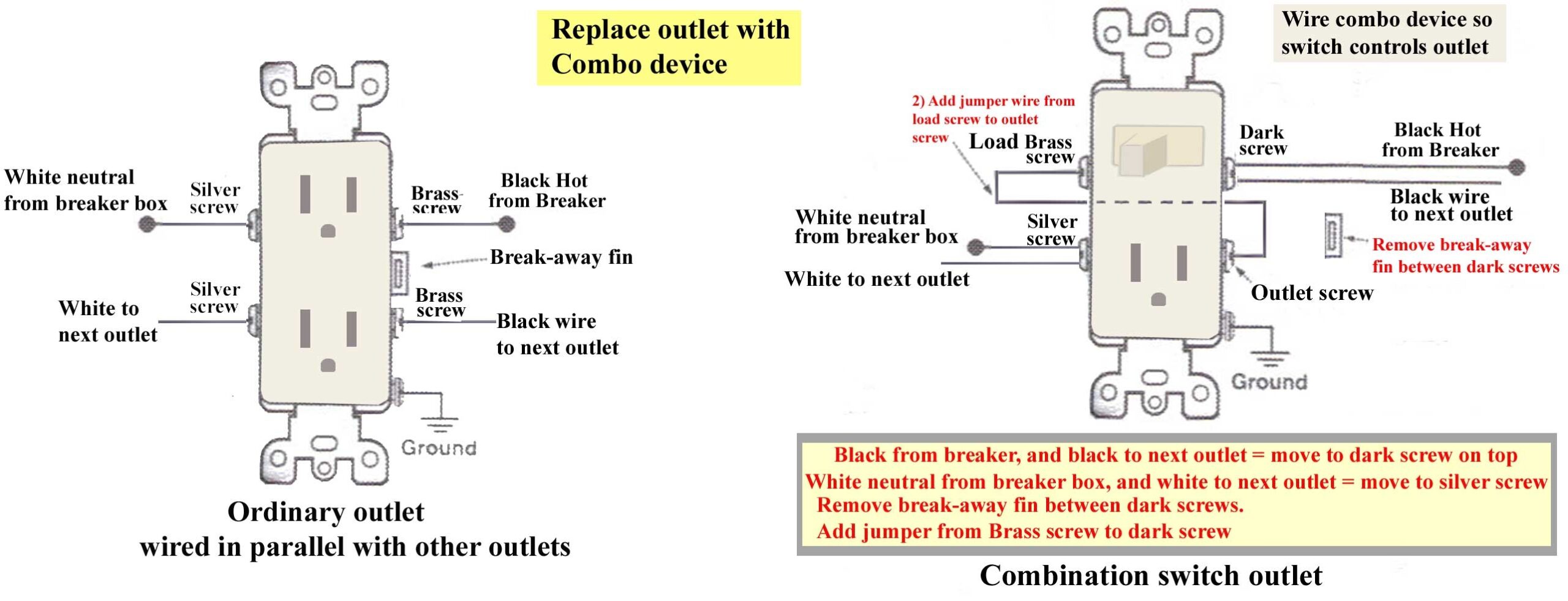 How To Wire Combination Switch Outlet Switched Outlet Wiring Diagram 