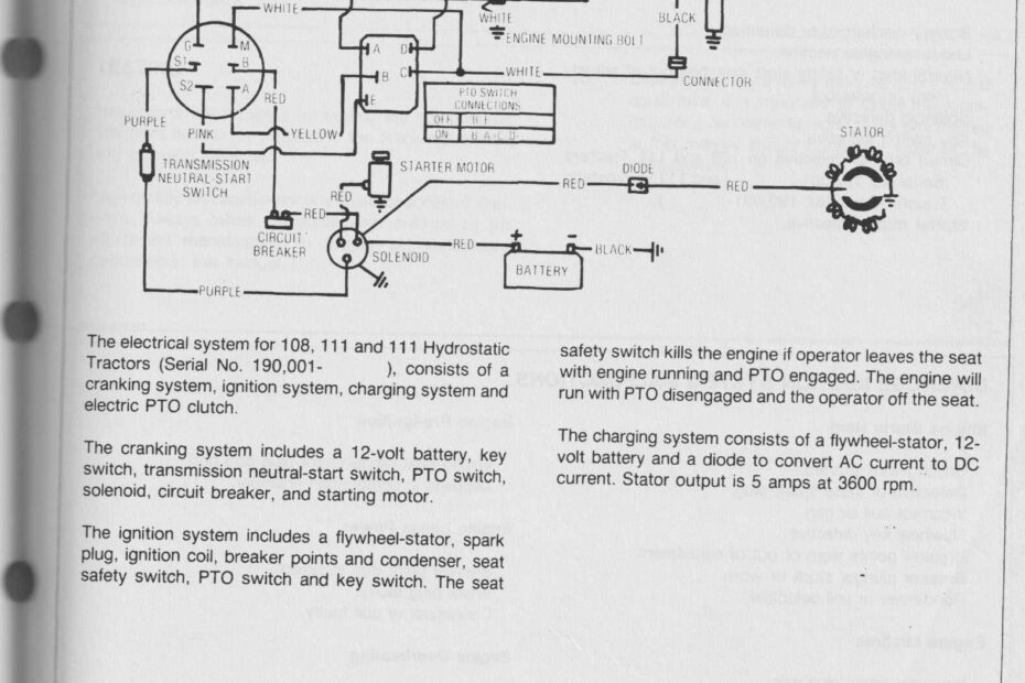 John Deere 111 Wiring Diagram For Model MOO111S242340