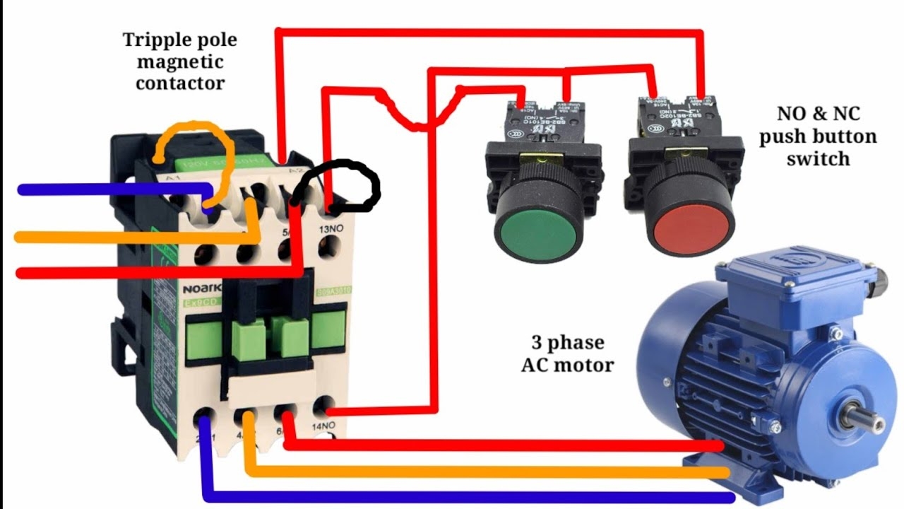 Magnetic Contactor Wiring Diagram Phase NO NC Contactor 48 OFF
