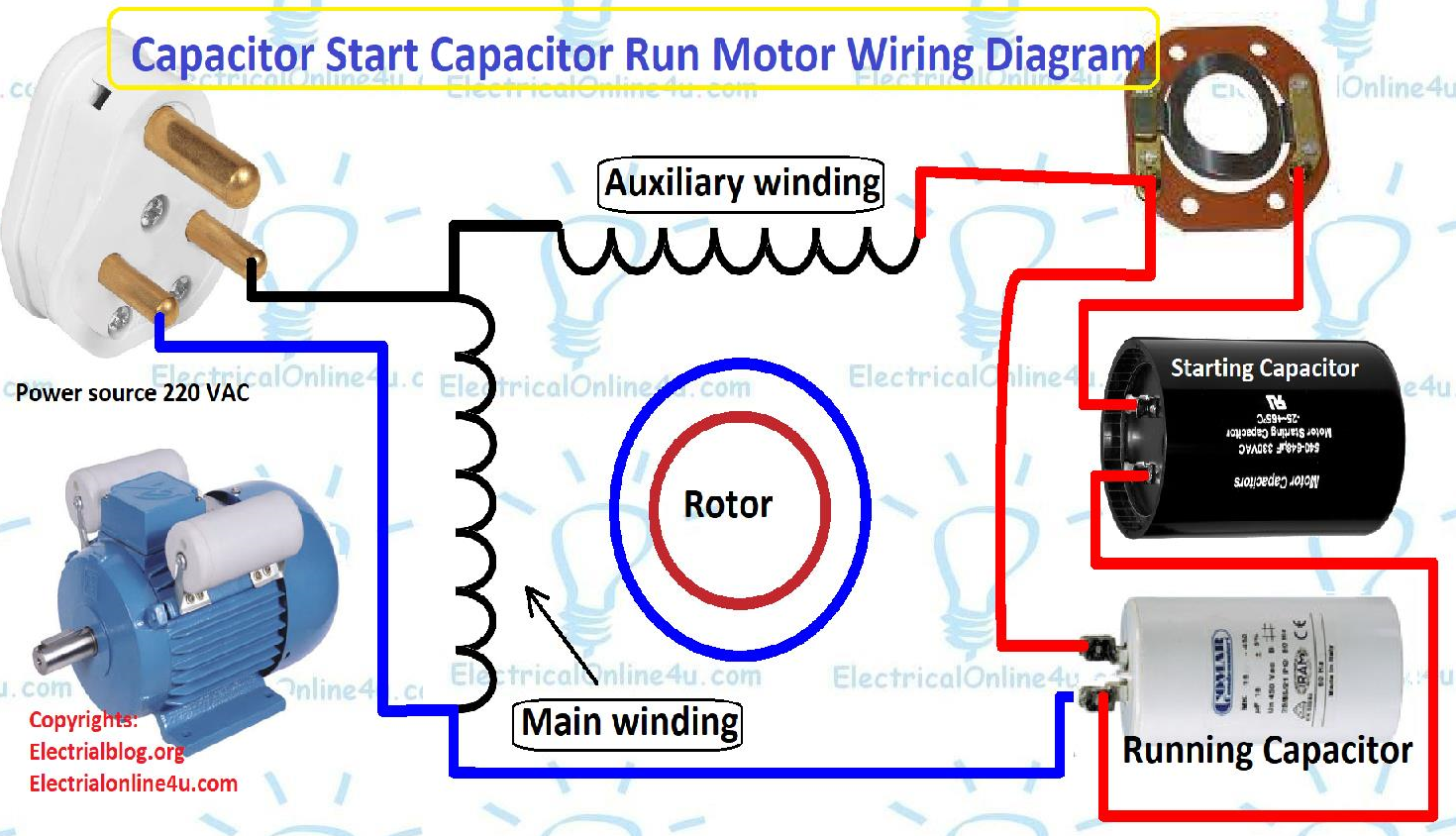 Single Phase Motor Capacitor Start Capacitor Run Wiring Diagram