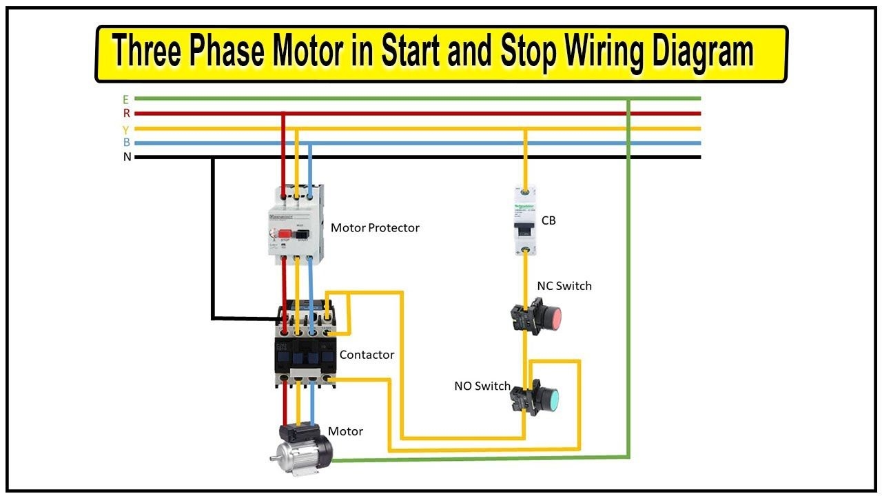 Three Phase Motor Start And Stop Wiring Diagram