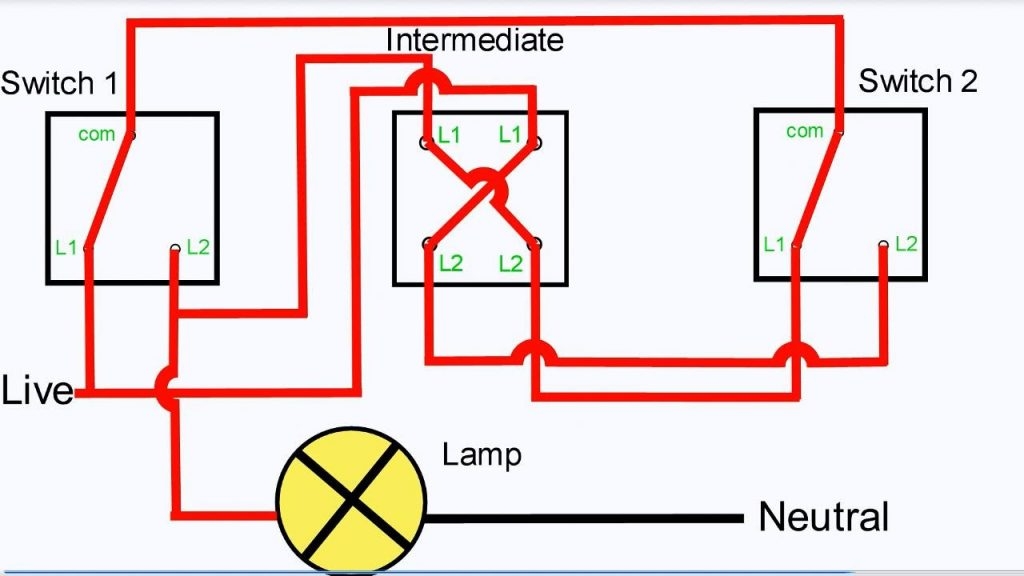 Three Way Light Switching Intermediate Switch Youtube 3Way Switch 